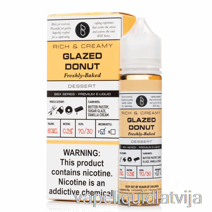 Glazēts Virtulis - Bsx Sērija - 60ml 3mg Vape šķidrums